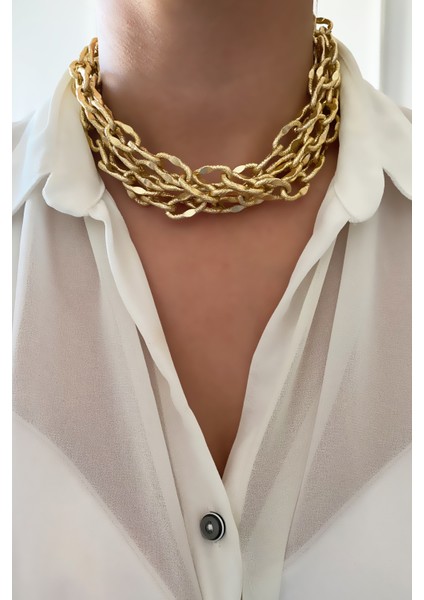 Ezme Dokulu Üç Sıralı Kolye