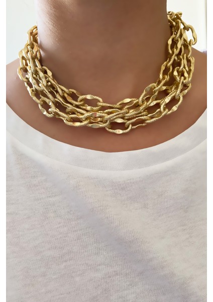 Ezme Dokulu Üç Sıralı Kolye fiyatları