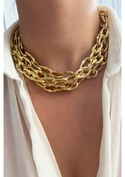 Ezme Dokulu Üç Sıralı Kolye modelleri