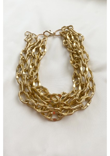 Ezme Dokulu Üç Sıralı Kolye fırsatları