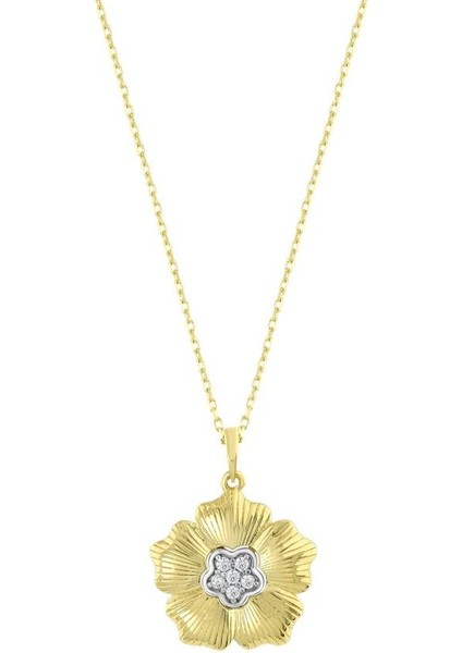Çiçek Figürlü Altın Kolye - 14K
