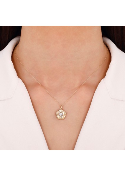 Çiçek Figürlü Altın Kolye - 14K modelleri