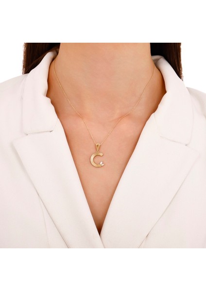 Altın C Harf Kolye Ucu - 14K modelleri