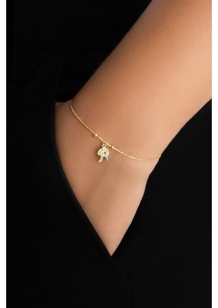 P Harfi 18 Ayar Sarı Altın Kaplama 19 cm Gümüş Nazar Bileklik fiyatları