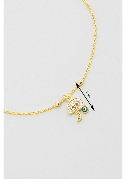 P Harfi 18 Ayar Sarı Altın Kaplama 19 cm Gümüş Nazar Bileklik modelleri