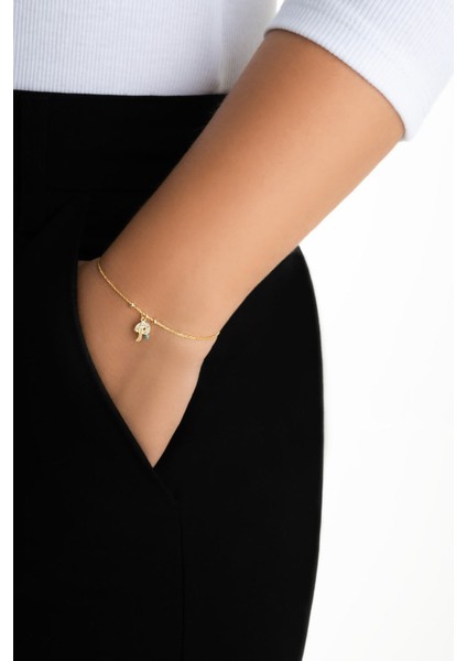 P Harfi 18 Ayar Sarı Altın Kaplama 19 cm Gümüş Nazar Bileklik fırsatları