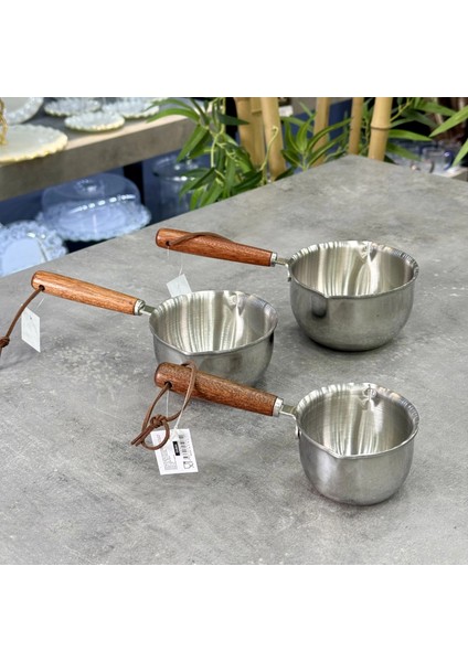 Lüx Çelik Akasya Saplı 3 Lü Sosluk Seti 150 ml 300 ml 500 ml fiyatları