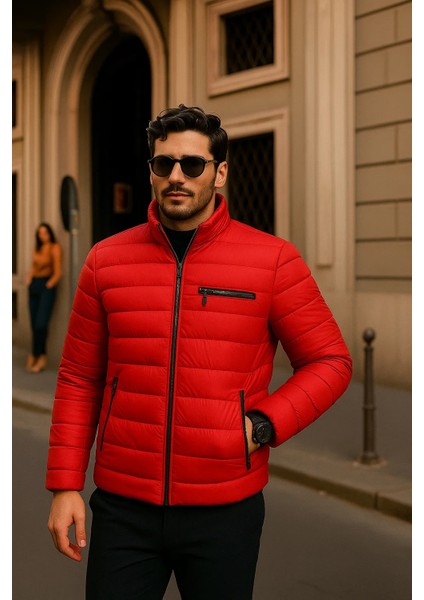 Erkek Comfort Fermuarlı Günlük Kışlık Kırmızı Şişme Mont indirimleri