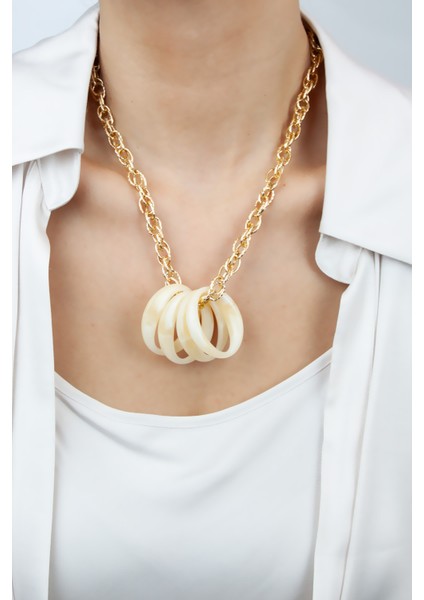 Kemik Görünümlü Halka Detay Gold Kolye fiyatları