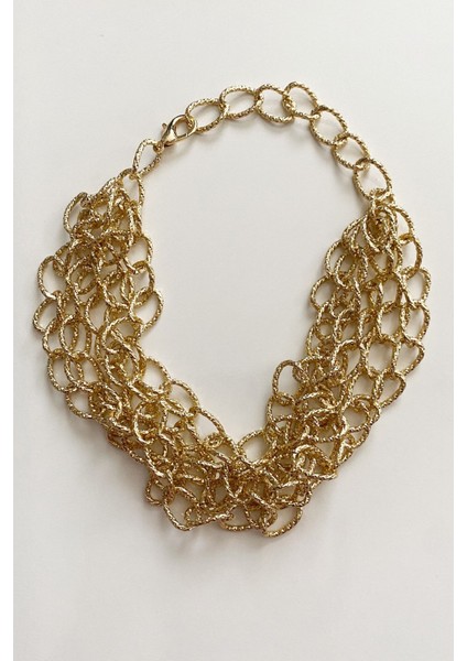 Dört Sıralı Işıltılı Gold Kolye fırsatları