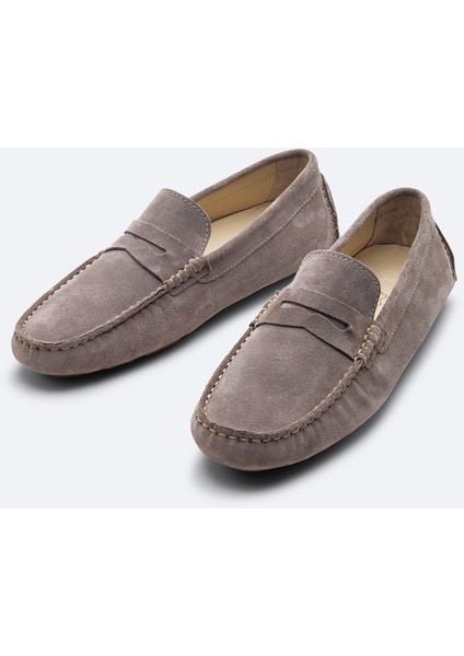 Erkek Vizon %100 Süet Hafif Loafer Ayakkabı B008001