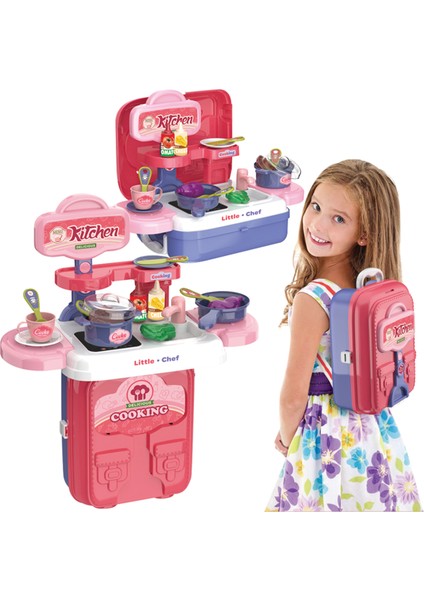Mutfak Oyun Seti 2’si 1 Arada Taşınabilir Sırt Çantası fırsatları