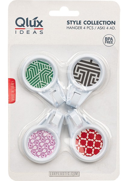 8 Adet Desenli Yapışkanlı Askı Qlux Mutfak Banyo Askılık L-00153 Plastik Askı