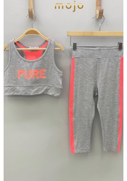 Mojo Kız Çocuk Fileli Sporcu Atletli Taytlı Takım 51139 Gri