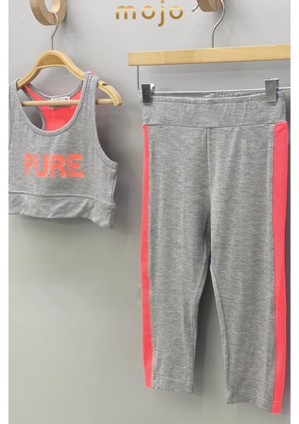 Mojo Kız Çocuk Fileli Sporcu Atletli Taytlı Takım 51139 Gri