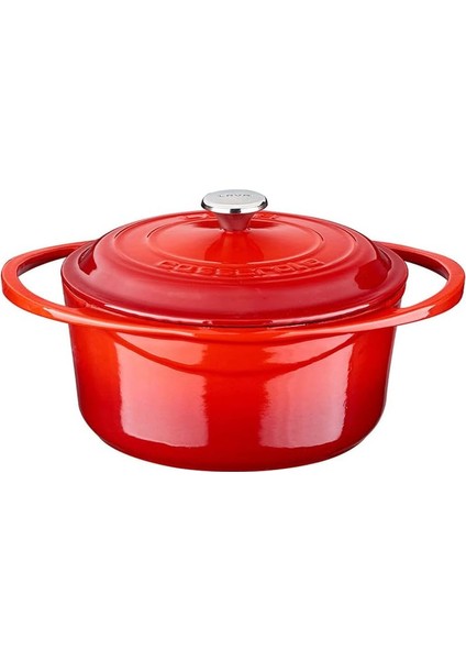 Metal Serisi - Döküm Tencere, Yuvarlak, 20 Cm, Kırmızı