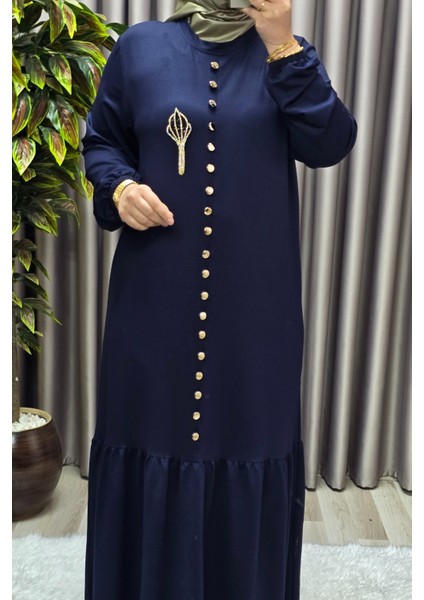 Kadın Giyim Büyük Beden Kristal Düğmeli Elbise indirimleri