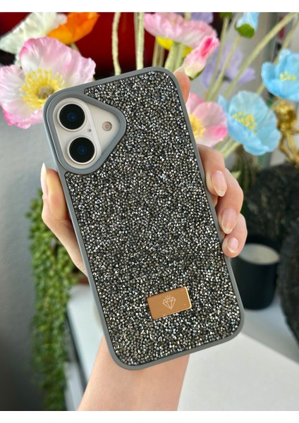 Iphone 16 Uyumlu Elmas Tasarımlı Taşlı Işıltılı Parlak Pırlanta Silikon Kılıf
