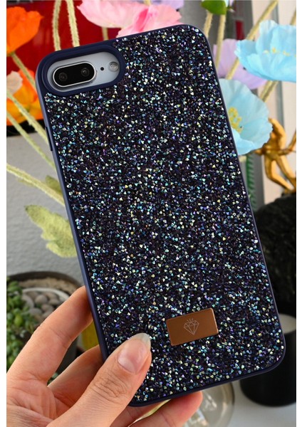 Iphone 6 Plus 7 Plus ve 8 Plus Uyumlu Elmas Tasarımlı Taşlı Işıltılı Parlak Pırlanta Silikon Kılıf