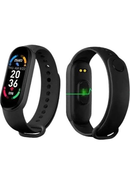 M6 Akıllı Bileklik Siyah Adımsayar Spor Takibi Android ve Ios Uyumlu - EMY6491-2883