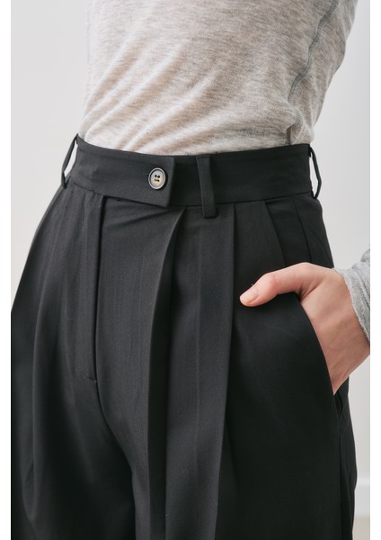 Classıc Pileli Pantolon Siyah