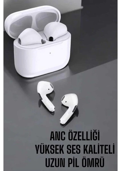 Beyaz Yeni Nesil Pro Bluetooth Kulaklık Yüksek Ses Kaliteli Anc Özelliği