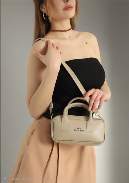 Yazı Detaylı Kadın El ve Omuz Çantası