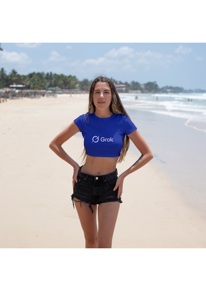 Grok Crop Tişört - Mavi fiyatları