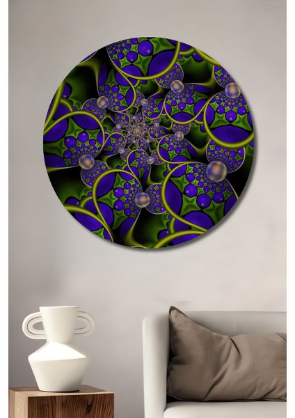 Soyut Sanatın Gızemlı Düş Bahçesi Ahşap Dekoratif Tablo Yuvarlak Tablo