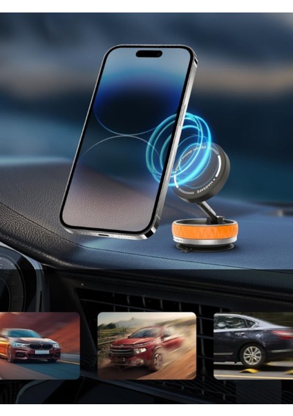 K10B Ev Araba Her Alana Uyumlu 360 Derece Dönebilen Çok Açılı Magsafeli Vantuz Telefon Tutucu