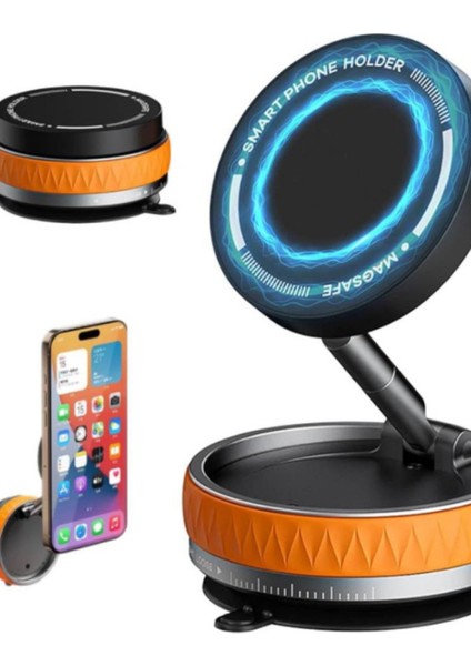 K10B Ev Araba Her Alana Uyumlu 360 Derece Dönebilen Çok Açılı Magsafeli Vantuz Telefon Tutucu
