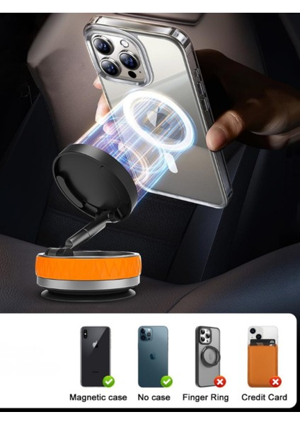 K10B Ev Araba Her Alana Uyumlu 360 Derece Dönebilen Çok Açılı Magsafeli Vantuz Telefon Tutucu