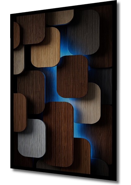 Ahşap Dekoratif Tablo Geometrik Modern Sanat Görünümlü Dikdörtgen Tablo indirimleri