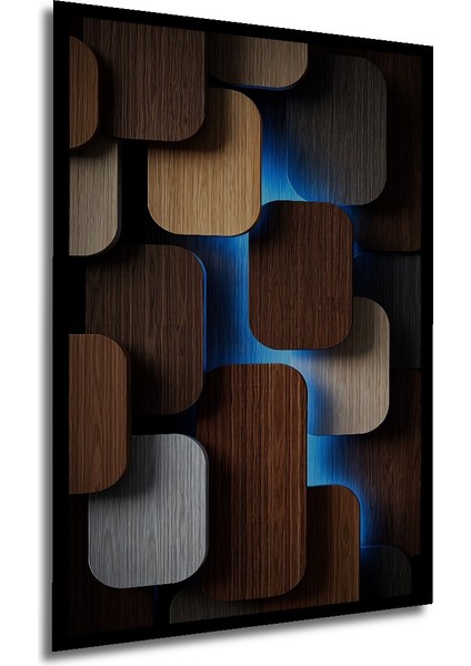 Ahşap Dekoratif Tablo Geometrik Modern Sanat Görünümlü Dikdörtgen Tablo