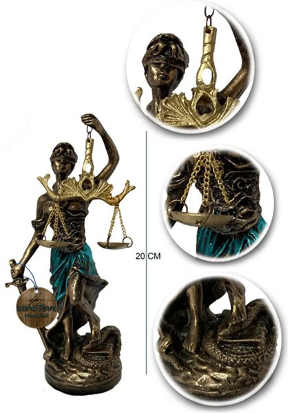 Dekoratif Obje Heykel Biblo Adalet Terazisi Heykeli Themis 20 cm Antik Gold modelleri