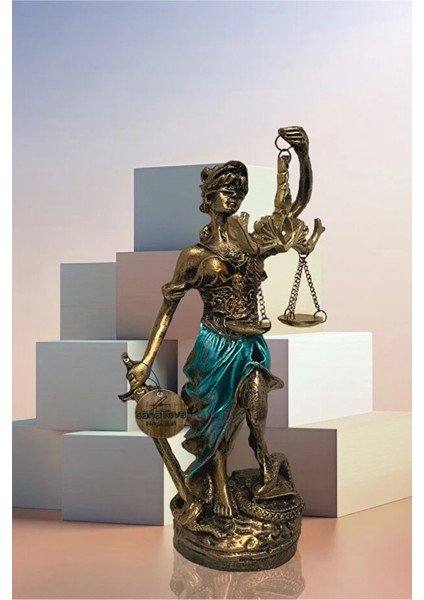 Dekoratif Obje Heykel Biblo Adalet Terazisi Heykeli Themis 20 cm Antik Gold fırsatları