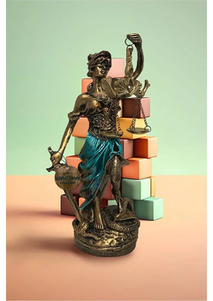 Dekoratif Obje Heykel Biblo Adalet Terazisi Heykeli Themis 20 cm Antik Gold indirimleri