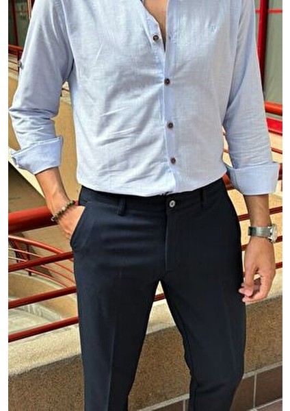 Erkek Pantolon Düz Desenli Poliviskon Kumaşla Şık ve Rahat Günlük Kullanım İçin indirimleri