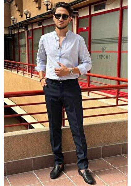 Erkek Pantolon Düz Desenli Poliviskon Kumaşla Şık ve Rahat Günlük Kullanım İçin