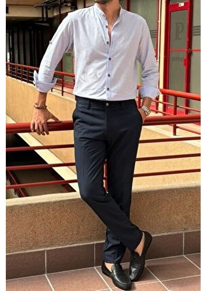 Erkek Pantolon Düz Desenli Poliviskon Kumaşla Şık ve Rahat Günlük Kullanım İçin