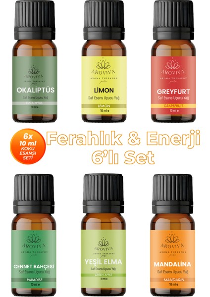 Ferahlık & Enerji 6'lı Set Oda Kokusu Esansı - Zindelik (6X10ML)