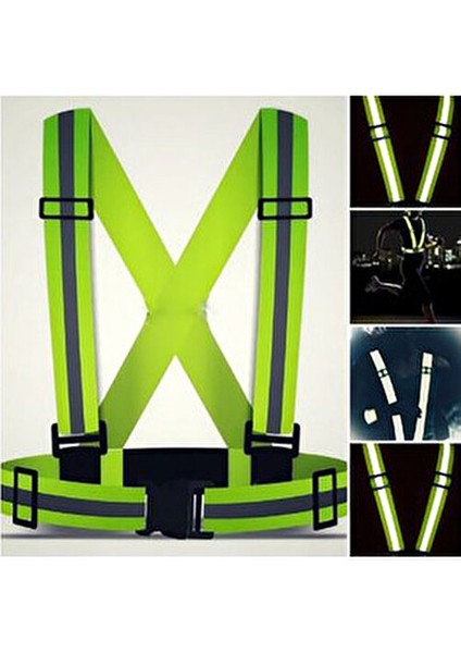 yüksek görünürlüklü reflektörlü klipsli ayarlanabilir fosforlu pratik motorcu ıkaz yeleği