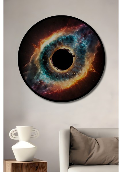 Evrenin Gızemlı Gözü Yağlı Boya Görünümlü Ahşap Dekoratif Tablo Yuvarlak Tablo fiyatları