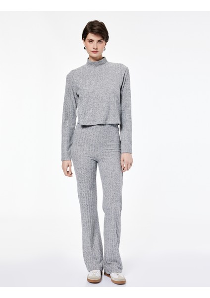 Slim Fit Kaşkorse Uzun Kollu Dik Yaka Crop Tişört fiyatları