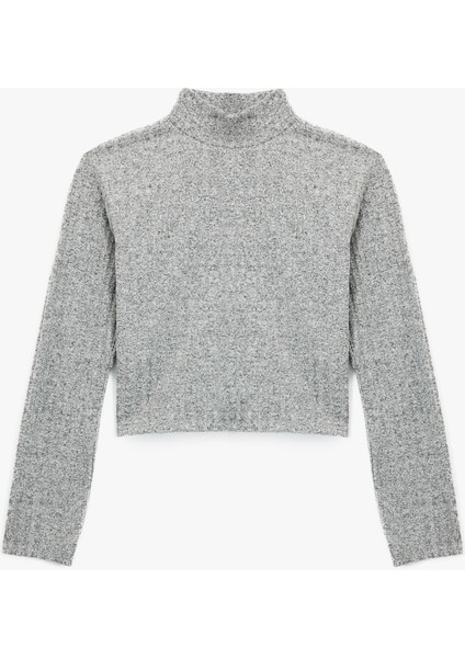 Slim Fit Kaşkorse Uzun Kollu Dik Yaka Crop Tişört modelleri