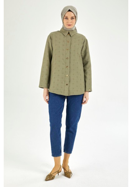 Gömlek Yakalı Çıt Çıt Düğmeli Ceket-Küf 25YT532