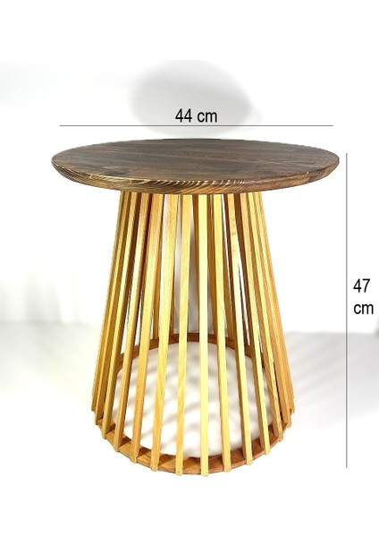 Palermo Yuvarlak Modern Klasik Rustik Retro Vintage Naturel Dekoratif Ahşap Çıtalı Yan Mantar Sehpa fiyatları