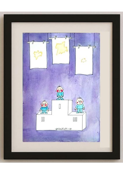 Hu Xuming 29X21CM Orijinal Karikatür Tablo