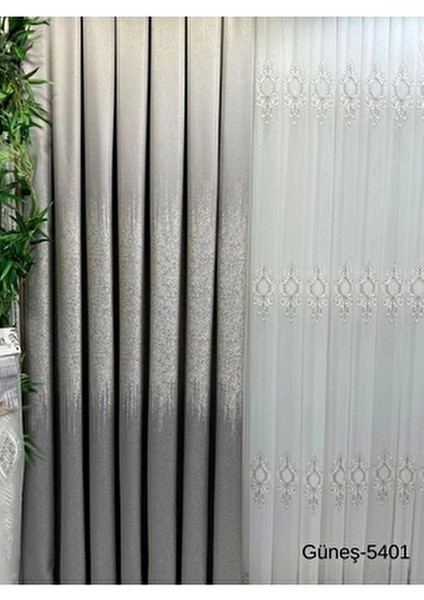 Güneş Saten Fon Perde 1/3 Sık Pileli Geometrik Desenli Gri Renk Salon Kullanımı İçin modelleri