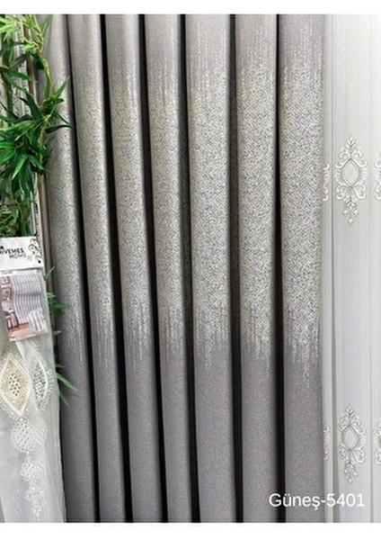 Güneş Saten Fon Perde 1/3 Sık Pileli Geometrik Desenli Gri Renk Salon Kullanımı İçin indirimleri